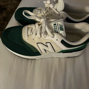 New Balance Forest Green and White Athletic Shoes